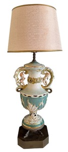 lot 548 image: Vintage Porcelain Vase Urn Table Lamp with Cherubs