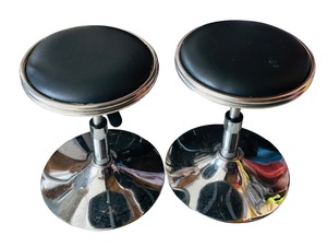 lot 523 image: Awesome Retro Style Silver and Black Adjustable Stools