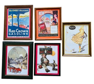 lot 551 image: Five Fun Framed Vintage Magazine Advertisements  Iconic Images