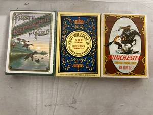 lot 82 image: 3 Cutom Playing Card Decks (Remingtom, King William, Winchester)