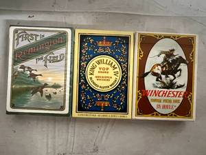 lot 84 image: 3 Cutom Playing Card Decks (Remingtom, King William, Winchester)
