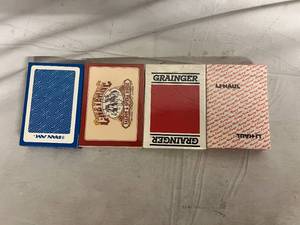 lot 87 image: 4 Custom Playing Card Decks (Grainger, U-Haul, Pan-Am)