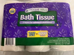 lot 240 image: 2 x 12 Packs of Pasque 2-Ply Bath Tissue