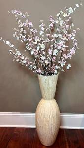 lot 37 image: Pier One Mother of Pearl Vase Filled with Cherry Blossom Branches