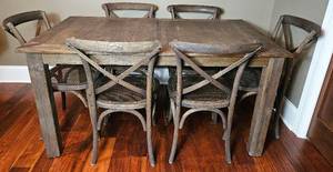 lot 21 image: Restoration Hardware Table and 6 Chairs with 2 Leaves