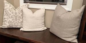 lot 42 image: Pottery Barn Waterfowl Down Filled Accent Pillows - Set of 3