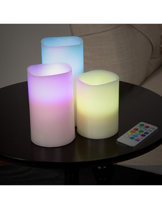 lot 215 image: Brand New Hastings Home 3-Pc. LED Color-Changing Candle Set