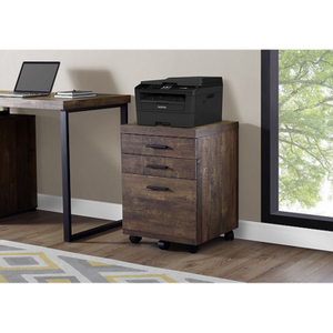 lot 196 image: Monarch Specialties Inc. 3-Drawer Mobile Filing Cabinet - Brown