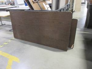lot 215 image: OLD SCHOOL FOLDING TABLES SHOWING WEAR