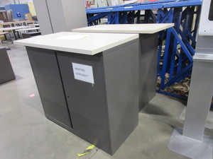 lot 243 image: 2 DOOR CABINETS WITH LAMINATE TOPS