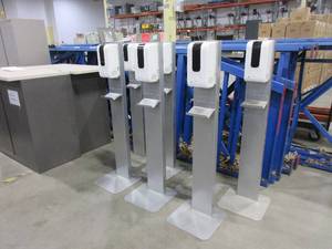 lot 129 image: FREE STANDING HAND SANITIZER UNITS