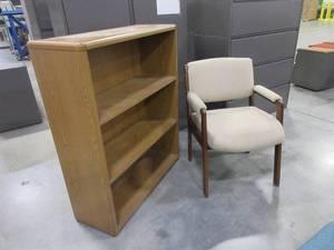 lot 191 image: BOOKCASE AND CHAIR