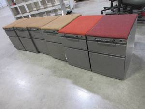 lot 195 image: HERMAN MILLER FILE PEDESTALS WITH UPHOLSTERED TOPS