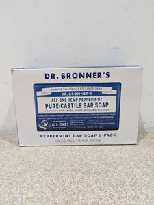 lot 1 image: BRAND NEW DR. BRONNERS PEPPERMINT BAR SOAP 6 - PACK