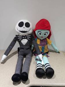 lot 47 image: 2 BRAND NEW DISNEYS A NIGHTMARE BEFORE CHRISTMAS STUFFED DOLLS
