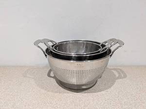 lot 59 image: NEW MIU 3PC. STAINLESS STEEL STRAINER SET