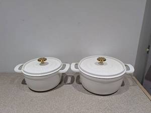 lot 60 image: NEW TRAMONTINA 2PC. CERAMIC DUTCH OVENS