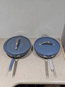 lot 64 image: TRAMONTINA 6PC. SAUCE PAN SET W STEAMER INSERT