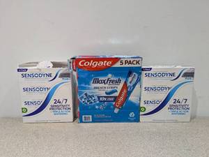 lot 102 image: 3PKS. NEW ASSORTED  COLGATE & SENSODYNE TOOTHPASTE