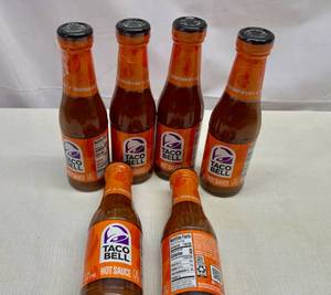 lot 338 image: MM. 6x 7.5oz Taco Bell Hot Sauce