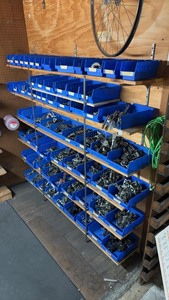 lot 109 image: Extensive Collection of Used Bicycle Parts in Bins