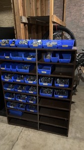 lot 110 image: Collection of Used Bicycle Parts in Storage Bins