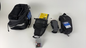 lot 443 image: Collection of Cycling Bags and Accessories Bike Handlebar Bag, Aero Wedge Pack, Saddle Bag, Frame Pack