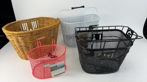 lot 531 image: Set of 4 Bicycle Baskets - Metal, Mesh, and Wicker