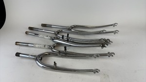 lot 681 image: Lot of 6 Chrome Bicycle Forks with Threaded Stems