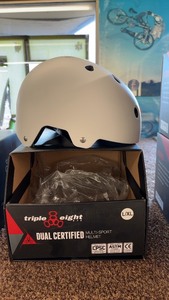 lot 407 image: Triple Eight Dual Certified Multi-Sport Helmet LXL in White Matte