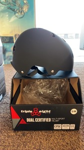 lot 414 image: Triple Eight All Black Matte Multi-Sport Dual Certified Helmet (SM)