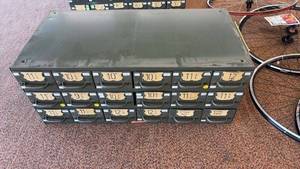 lot 7 image: Equipto Steel 18-Drawer Unit with Vintage Bicycle Spokes