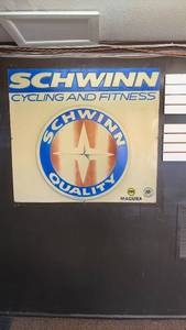 Vintage Schwinn Cycling and Fitness Plastic Sign