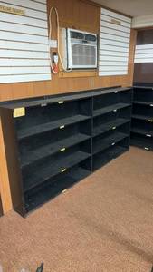 lot 750 image: Used Wooden Shelving Unit for Storage - 8ft Long