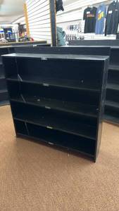 lot 753 image: Black Wooden Shelving Unit for Storage 4ft x 4ft