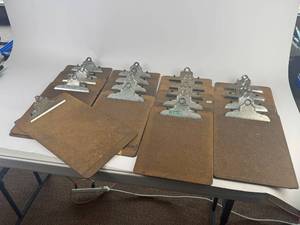 lot 230 image: Set of 18 Brown Hardboard Clipboards with Metal Clips