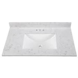 lot 6 image: Home Decorators Collection 37 in. W x 22 in. D Engineered Stone Composite White Rectangular Single Sink Vanity Top in Pulsar Customer Returns See Pictures