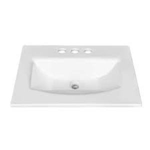 lot 8 image: Glacier Bay 21 in. Drop-In Rectangular Vitreous China Bathroom Sink in White  Customer Returns See Pictures