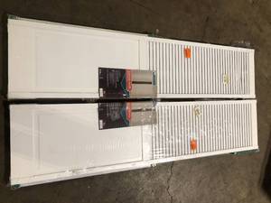 lot 11 image: Lot of Veranda 36 in. x 80 in. LouverPanel Solid Core White Wood Interior Closet Bi-fold Door   Customer Returns See Pictures
