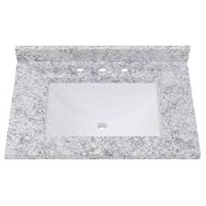 lot 14 image: Home Decorators Collection 31 in. W x 22 in. D Cultured Marble White Rectangular Single Sink Vanity Top in Everest Customer Returns See Pictures