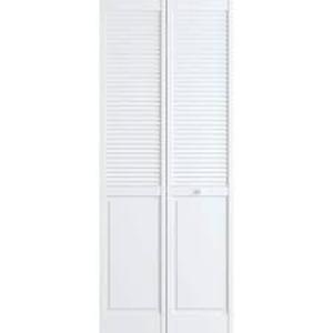 lot 21 image: Lot of Veranda 24 in. x 80 in. LouverPanel Pine White Interior Closet Bi-fold Door  Customer Returns See Pictures