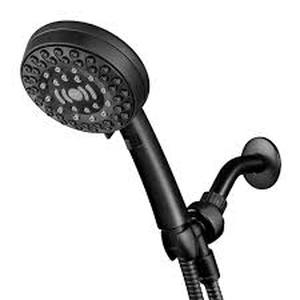 lot 38 image: Waterpik 6-Spray Patterns with 1.8 GPM 4.75 in. Single Wall Mount Adjustable Handheld Shower Head in Matte Black    Customer Returns See Pictures