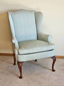 lot 223 image: Teal Wingback Hickory Chair Armchair
