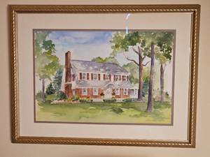 lot 416 image: Colonial Home Watercolor