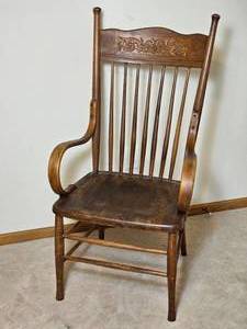 lot 44 image: Antique Pressed Back Spindle Chair with Winser Arms
