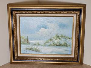 lot 19A image: Seascape Beach Dunes MCM Oil Painting Signed - Simpson