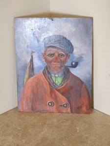 lot 286 image: Salty Fisherman Smoking a Pipe Painted Portrait