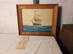 lot 413 image: Vintage Nautical Poster SS Savannah Steamship
