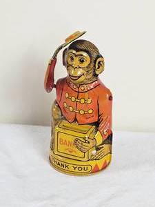 lot 260 image: Tin Litho Mechanical Monkey Bank