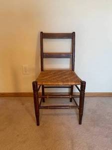 lot 228 image: Vintage Farmhouse Rush Seat Accent Chair